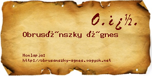 Obrusánszky Ágnes névjegykártya